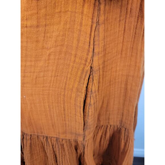 Free People Sunday Stroll Maxi Dress Button down Tiered Oversized Embroidered S - Picture 7 of 9